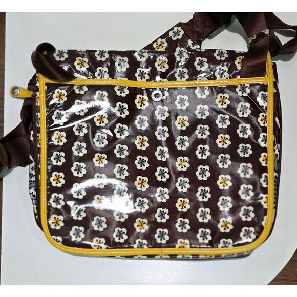 Vera Bradley Floral Vinyl Messenger Bag With Adjustable Strap & Yellow Accents - Picture 7 of 12